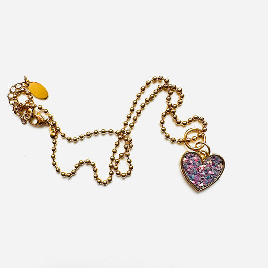 Sparkle Heart Gold Necklace